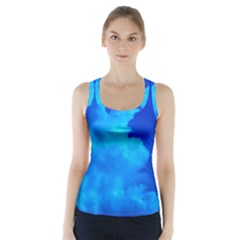 Deep Blue Clouds Racer Back Sports Top by okhismakingart