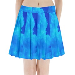 Deep Blue Clouds Pleated Mini Skirt by okhismakingart