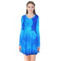 Deep Blue Clouds Long Sleeve V-neck Flare Dress View1