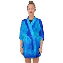 Deep Blue Clouds Half Sleeve Chiffon Kimono by okhismakingart