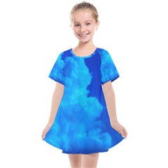 Deep Blue Clouds Kids  Smock Dress by okhismakingart