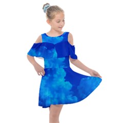 Deep Blue Clouds Kids  Shoulder Cutout Chiffon Dress by okhismakingart