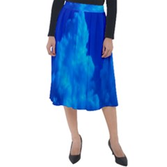 Deep Blue Clouds Classic Velour Midi Skirt  by okhismakingart