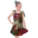 Grainy Green Flowers Kids  Tie Up Tunic Dress View1