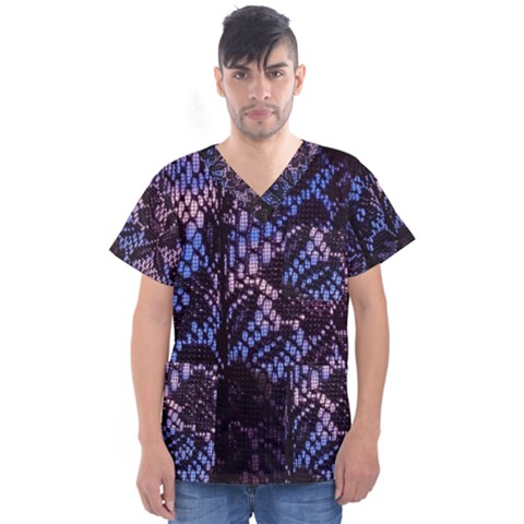 Sky And Curtains Men s V-neck Scrub Top by okhismakingart