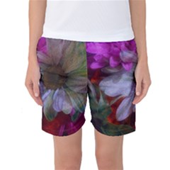 Grainy Green Flower (with Blue Tint) Women s Basketball Shorts by okhismakingart