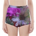 Grainy Green Flower (with Blue Tint) High-Waisted Bikini Bottoms View1