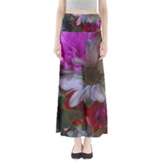 Grainy Green Flower (with Blue Tint) Full Length Maxi Skirt by okhismakingart