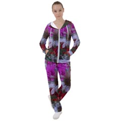 Grainy Green Flower (with Blue Tint) Women s Tracksuit