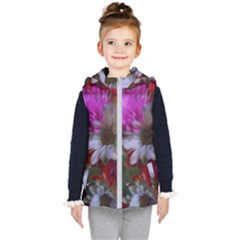 Grainy Green Flower (with Blue Tint) Kids  Hooded Puffer Vest by okhismakingart