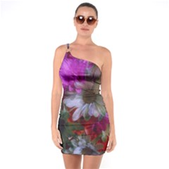 Grainy Green Flower (with Blue Tint) One Soulder Bodycon Dress by okhismakingart