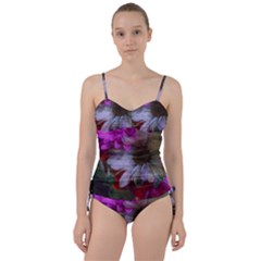 Grainy Green Flower (with Blue Tint) Sweetheart Tankini Set by okhismakingart