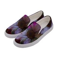 Grainy Green Flower (with Blue Tint) Women s Canvas Slip Ons by okhismakingart