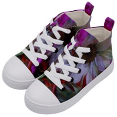 Grainy Green Flower (with Blue Tint) Kids  Mid-top Canvas Sneakers by okhismakingart