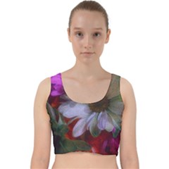 Grainy Green Flower (with Blue Tint) Velvet Racer Back Crop Top by okhismakingart