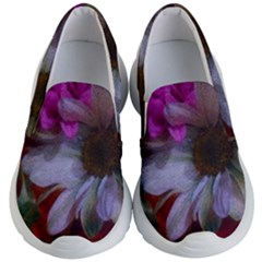 Grainy Green Flower (with Blue Tint) Kids  Lightweight Slip Ons by okhismakingart