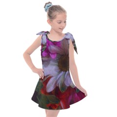 Grainy Green Flower (with Blue Tint) Kids  Tie Up Tunic Dress by okhismakingart