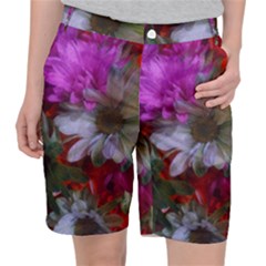 Grainy Green Flower (with Blue Tint) Pocket Shorts by okhismakingart