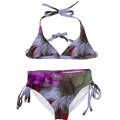 Grainy Green Flower (with Blue Tint) Kids  Classic Bikini Set by okhismakingart