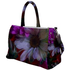 Grainy Green Flower (with Blue Tint) Duffel Travel Bag by okhismakingart