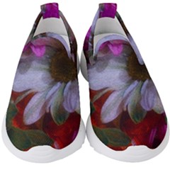 Grainy Green Flower (with Blue Tint) Kids  Slip On Sneakers