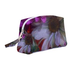 Grainy Green Flower (with Blue Tint) Wristlet Pouch Bag (medium) by okhismakingart