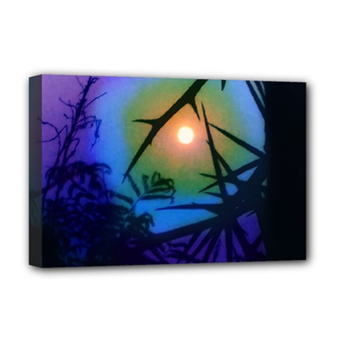 Rainbow Moon And Locust Tree Deluxe Canvas 18  X 12  (stretched) by okhismakingart