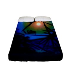 Rainbow Moon And Locust Tree Fitted Sheet (full/ Double Size) by okhismakingart