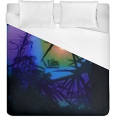 Rainbow Moon And Locust Tree Duvet Cover (king Size) by okhismakingart