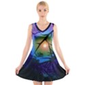 Rainbow Moon and Locust Tree V-Neck Sleeveless Dress View1