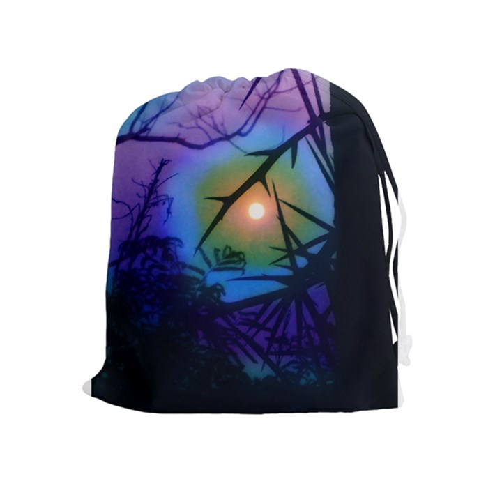 Rainbow Moon and Locust Tree Drawstring Pouch (XL)