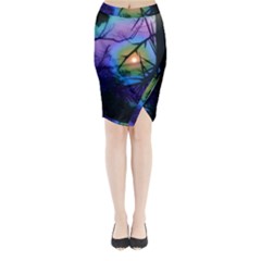 Rainbow Moon And Locust Tree Midi Wrap Pencil Skirt by okhismakingart