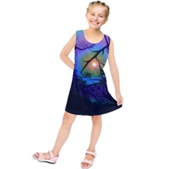 Rainbow Moon And Locust Tree Kids  Tunic Dress by okhismakingart