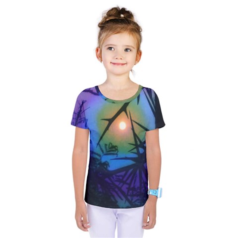 Rainbow Moon And Locust Tree Kids  One Piece Tee by okhismakingart