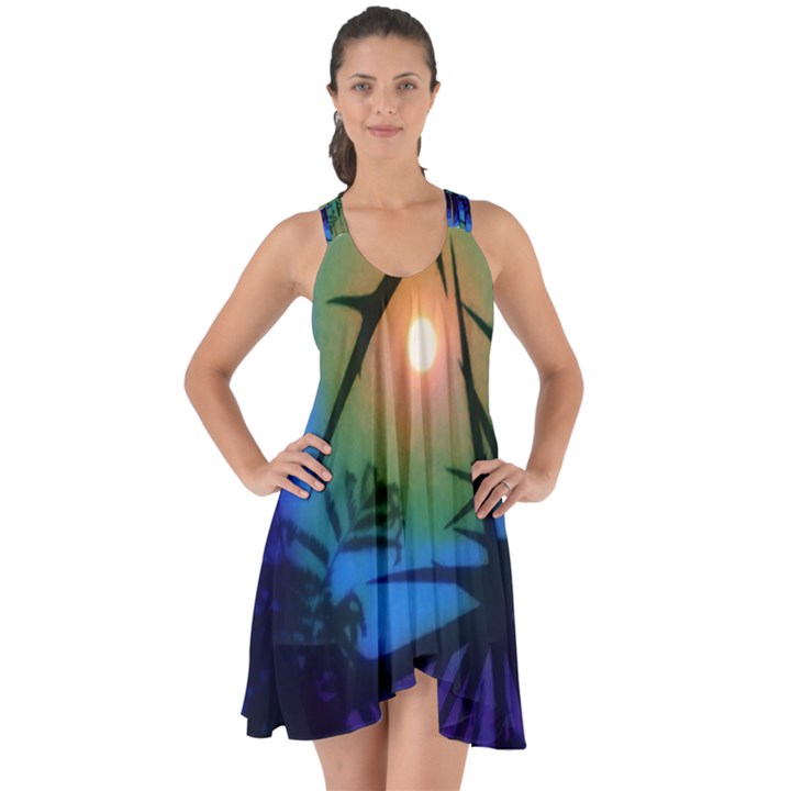 Rainbow Moon and Locust Tree Show Some Back Chiffon Dress