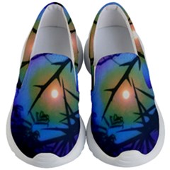 Rainbow Moon And Locust Tree Kids  Lightweight Slip Ons by okhismakingart