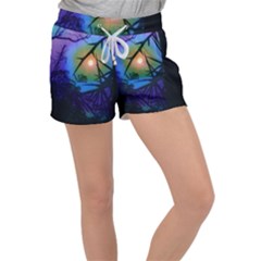 Rainbow Moon And Locust Tree Women s Velour Lounge Shorts by okhismakingart