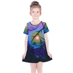 Rainbow Moon And Locust Tree Kids  Simple Cotton Dress