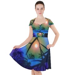 Rainbow Moon And Locust Tree Cap Sleeve Midi Dress