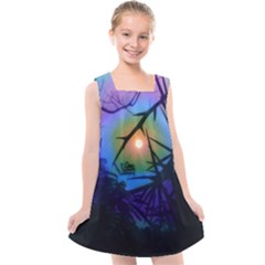 Rainbow Moon And Locust Tree Kids  Cross Back Dress