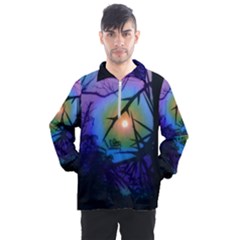 Rainbow Moon And Locust Tree Men s Half Zip Pullover