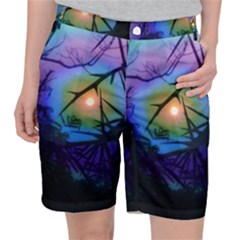 Rainbow Moon And Locust Tree Pocket Shorts by okhismakingart