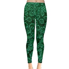 Green Queen Anne s Lace (up Close) Leggings  by okhismakingart