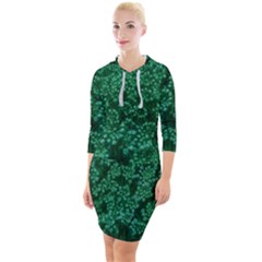 Green Queen Anne s Lace (up Close) Quarter Sleeve Hood Bodycon Dress