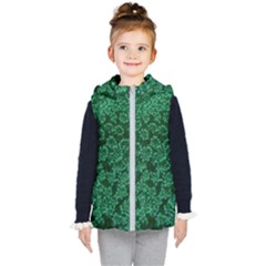 Green Queen Anne s Lace (up Close) Kids  Hooded Puffer Vest by okhismakingart