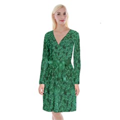 Green Queen Anne s Lace (up Close) Long Sleeve Velvet Front Wrap Dress by okhismakingart