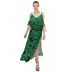 Green Queen Anne s Lace (up Close) Maxi Chiffon Cover Up Dress