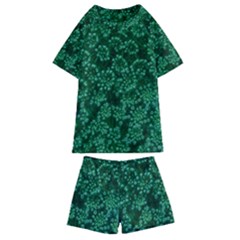 Green Queen Anne s Lace (up Close) Kids  Swim Tee And Shorts Set