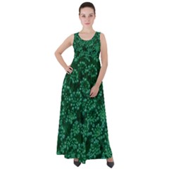 Green Queen Anne s Lace (up Close) Empire Waist Velour Maxi Dress