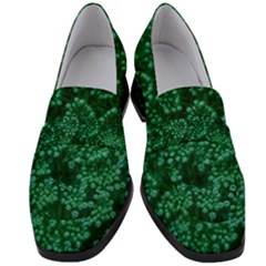 Green Queen Anne s Lace (up Close) Women s Chunky Heel Loafers